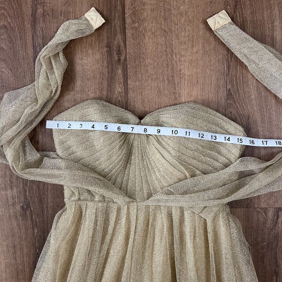 Jenny Yoo Anabelle Gold Tulle Convertible Gown Dress Sz 4 - Picture 9 of 16